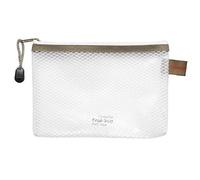PVC Free Zip Bag A6 Transparent/Taupe White Zip