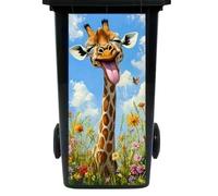 PVC Funny Creative Farm Animal Adhesive | Animal Trash Can Stickers | Giraffe Garbage Container Sticker Wraps For Garage Alley Patio Backyard Sidewalk Park Courtyard Driveway Garden