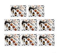 PVC Halloween Finestra Adesivi Riutilizzabili Nero Arancione (8pcs) | Per design statico, adatto per specchi, zucche spettrali, foglio 30 x 40 cm, materiale in PVC riutilizzabile