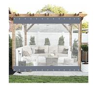 PVC Transparent Tarpaulin Outdoor Curtains with Grommets Gray Wind and Rain Shade for Indoor and Outdoor Pavilion Porch 4.5x2.2m/14.7x7.2ft Size Cover for Habitat