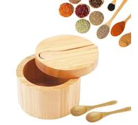 PVFZXS Contenitore per sale con due cucchiai, saliera con coperchio girevole, contenitore per spezie da cucina, spezie, erbe, pepe o piccoli oggetti