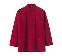 PVGYUJFD Abiti da Sposa in Stile Cinese, Abito Cinese Tang, Abito for Uomo Abbigliamento Kung Fu Giacca a Maniche Lunghe Top Uniformi Tradizionali Marziali(Red,XXL)