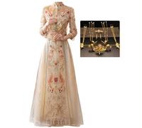 PVGYUJFD Abiti da Sposa in Stile Cinese, Abito da Sposa Cinese Dorato Festa Xiuhe Nuovo Abito, for Occasioni Come fidanzati del Matrimonio(Style2,8XL)