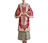 PVGYUJFD Abiti da Sposa in Stile Cinese, Abito da Sposa Cinese Rosso Splendidi Top Ricamati e Gonna a Pieghe Qipao Occasioni Come Il Matrimonio(Style1,4XL)