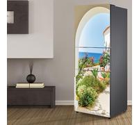 PVGYUJFD Adesivi per Frigorifero, Adesivo for Frigorifero Copertura Completa for Porta del Coperture for Pelli Adesivi murali for Decalcomania da Cucina, Isola Italiana Vista Mare(M: 60x180 cm)