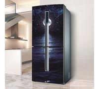 PVGYUJFD Adesivi per Frigorifero, Adesivo for Frigorifero Porta a Copertura Totale Coperture for Adesivi murali for Decalcomanie da Cucina, Stelle e Luna Che Cade nel Mare di Notte(L: 100x180 cm)