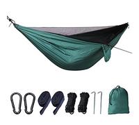 PVGYUJFD Amaca Traspirante. 260 cm × 140 con Rete da Viaggio Portatile Cinghie for Albero moschettone a Forma di D Corda Elastica Passante for Paracadute in Nylon for Campeggio all'aperto Giardino