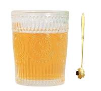 PVGYUJFD Bicchiere da birra, Bicchiere da pinta personalizzato, set di boccali birra, bicchiere vintage girasole con cucchiaio ciliegia, tazza in vetro a rilievo squisito, classico