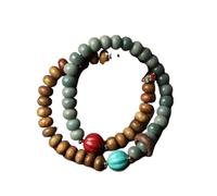 PVGYUJFD Braccialetti di Perline. Bellissimo Braccialetto Buddha con Doppia Perla in Legno di Sandalo con Braccialetto Elasticizzato Bodhi Perline di Preghiera for la Meditazione