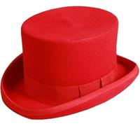 PVGYUJFD Cappello Lavorato a Maglia. Uomo Donna Lana Piatto Uomo Top Fedora Versatile Gentleman Cilindro Cappello Steampunk Elegante(Red)