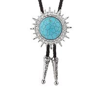 PVGYUJFD Cravatte da Uomo. Cravatta Bolo da Uomo Accessori for Costumi retrò - Abiti Casual in Pelle da Cowboy Occidentale Camicia Rodeo Bola Tie, Cravatta Turchese con Sistema Solare Creativo(Blue)