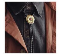 PVGYUJFD Cravatte da Uomo. Cravatta Bolo Tie da Uomo con crisantemo Turchese smaltato Vintage - Costume Americano, Cravatta da Cowboy Western,(Red)
