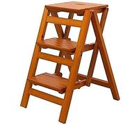 PVGYUJFD Drabiny składane, Scaletta Pieghevole a 3 Gradini Scala Multifunzionale Sgabello in Legno Massello, for Mul(D)