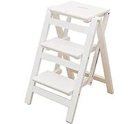 PVGYUJFD Drabiny składane, Scaletta Pieghevole a 3 Gradini Scala Multifunzionale Sgabello in Legno Massello, for Mul(A)