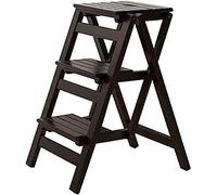 PVGYUJFD Drabiny składane, Scaletta Pieghevole a 3 Gradini Scala Multifunzionale Sgabello in Legno Massello, for Mul(B)