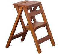 PVGYUJFD Drabiny składane, Scaletta Pieghevole Scala Multifunzionale in Legno massello Sgabello for la casa(Brown)