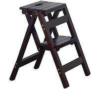 PVGYUJFD Drabiny składane, Scaletta Pieghevole Scala Multifunzionale in Legno massello Sgabello for la casa(Black)