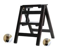 PVGYUJFD Drabiny składane, Sgabello a gradini Pieghevole Scaletta a 3 Livelli, Sgabello a scaletta Multifunzionale in Legno massello, a(Black,2)