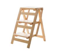 PVGYUJFD Drabiny składane, Sgabello con Gradino in Legno massello Scaletta Sedia Multifunzione in Pieghevole Scaffale Libreria Domestica 3 150Kg ca(#2)