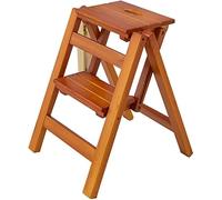PVGYUJFD Drabiny składane, Sgabello Pieghevole in Legno a 2 gradini, scaletta Portatile, Scala Multifunzione, Cucina Domestica, Bagno O(Walnut)