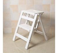 PVGYUJFD Drabiny składane, Sgabello Pieghevole in Legno a 2 gradini, scaletta Portatile, Scala Multifunzione, Cucina Domestica, Bagno O(White)