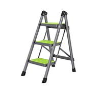 PVGYUJFD Drabiny składane, Sgabello Robusto Scaletta a 3 gradini Pieghevole Scalette in Metallo con Pedale Antiscivolo Tipo X Sicurezza P(Green)