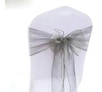 PVGYUJFD Fascia della Sedia, 25 Pezzi/Set Fodera for Sedia in Tessuto Tull di Organza Trasparente, Fascia for Fiocco, Decorazione for Banchetti for Feste Nozze(Silver)
