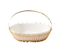 PVGYUJFD Piatto da frutta creativo Portafrutta in ceramica for bancone della cucina, contenitore for frutta e verdura con cestino in metallo, portafrutta in progettato(Wit)