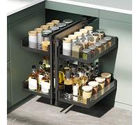 PVGYUJFD Scaffalature Interne, con 4 cestelli for Ripiani Estraibili nascosti, Organizer for armadietti ad Angolo cieco, Resistenti, contenitori for Angoli ciechi, for Sinistro o Destro