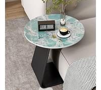 PVGYUJFD Scaffale Comodino da camera letto con ripiano in lastra di roccia, tavolino angolare rotondo soggiorno piccolo, mensola multifunzionale staffa in ferro(Blue,60CM)