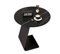 PVGYUJFD Scaffale Comodino da camera letto con ripiano in lastra di roccia, tavolino angolare rotondo soggiorno piccolo, mensola multifunzionale staffa in ferro(Black,40CM)