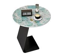 PVGYUJFD Scaffale Comodino da camera letto con ripiano in lastra di roccia, tavolino angolare rotondo soggiorno piccolo, mensola multifunzionale staffa in ferro(Blue,45CM)