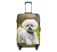 pvinnk Bichon Frise Dog on the grass Print Protective Luggage Cover Elastico Lavabile Valigia Travel Gear Protector, bianco, Medium