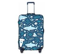 Pvinnk Carino Blue Fish Print Copertura protettiva per bagagli elastica lavabile valigia Protector Travel Gear Protector, bianco, X-Large