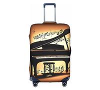 Pvinnk Copertura protettiva per bagagli con stampa di pianoforte, violino e note musicali, elastica, lavabile, protezione per valigie da viaggio, bianco, X-Large