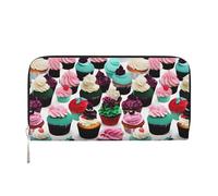 pvinnk Deliziosi Cupcakes Stampa Elegante Portafoglio In Pelle Delle Donne Capacità Grande Portafoglio Casual Viaggio-Ready Portafoglio, nero, Taglia unica, Arte