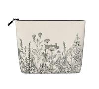 pvinnk Floral Erbs Botanical Incisione Stampa make up bag Monostrato Trucco Borse Viaggio Cosmetico Organizzatore Grande Capacità Con Cerniera, nero, Taglia unica