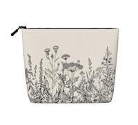 pvinnk Floral Erbs Botanical Incisione Stampa make up bag Monostrato Trucco Borse Viaggio Cosmetico Organizzatore Grande Capacità Con Cerniera, nero, Taglia unica