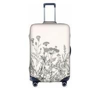 pvinnk Floral Herbs Botanical Incisione Stampa Copertura Bagagli Elastico Lavabile Valigia Travel Gear Protector, bianco, X-Large