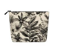 pvinnk Floral Herbs Botanical Pattern Print make up bag Single-layer Makeup Bags Travel Cosmetic Organizer Grande Capacità Cerniera, nero, Taglia unica