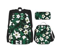 pvinnk Hunter Green Floral Petals Pattern Print Comodo Spalla Regolabile Casual Moda Zaino Lunch Bag Portapranzo Astuccio, Nero, Taglia Unica, Nero, Taglia Unica, Nero , Taglia unica