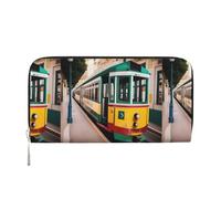 pvinnk Lisbona tram modello Stampa Elegante Portafoglio in Pelle Donna Capacità Grande Portafoglio Casual Viaggio-Ready Portafoglio, nero, Taglia unica, Arte