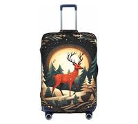 Pvinnk Merry Christmas Deer Print Copertura protettiva per bagagli elastica lavabile valigia Protector Travel Gear Protector, bianco, Large