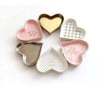 PVPJVLQSJ Vassoio for Frutta Secca e Noci Ciotole for Immersione 6 Pezzi da 4 Pollici a Forma di Cuore in Porcellana Ramekin Ciotola for Salsa in Piatto for Condimento Dessert Sushi Crema for for