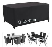PVPQPR Copertura Mobili Giardino Impermeabile 280x120x70cm(LxWxH) 420D Oxford,Telo Copri Tavolo Esterno Impermeabile Copertura Tavolo Esterno con Coulisse Rettangolare/Quadrato Telo Esterno - Nero