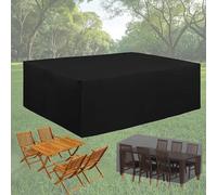 PVPQPR Copertura Tavolo Esterno 230x120x80cm Impermeabile Telo Protettivo Panno 420d Oxford Copertura per Mobili Da Giardino Impermeabile Tavoli E Sedie Da Cortile Raggi UV Allo Strappo,Nero