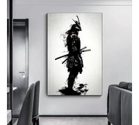 PVPQPR Vintage Samurai giapponese Poster Stampato su tela Soggiorno moderno Disegno Art Decor Foto in bianco nero Decorazione da parete 70x100 cm Senza cornice