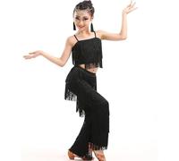 pvucpot 2 Pezzi Abito con Frange,Abiti da Ballo Latino per Bambine,Pantaloni con Nappe Abiti da Pratica,con Nappe a Canotta Set di Costumi,per Esercizi di Salsa di Tango