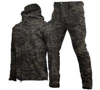 pvucpot 2 Pezzi Tuta Uomo Giacca Militare con Cappuccio e Pantaloni Sportive Completo Tute Caldo Outdoor Tattico Uniforme da Caccia Impermeabile per Autunno e Inverno