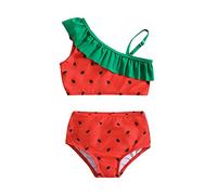 pvucpot Costume da Bagno per Ragazze Due Pezzi Spalle Inclinate Asimmetriche Volant Bikini da Spiaggia con Estivo Stampa Fondo Bikini per 1-6 Anni